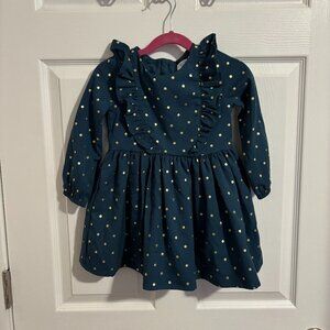 Carter's 3T Teal & Gold Long Sleeve Formal Dress
